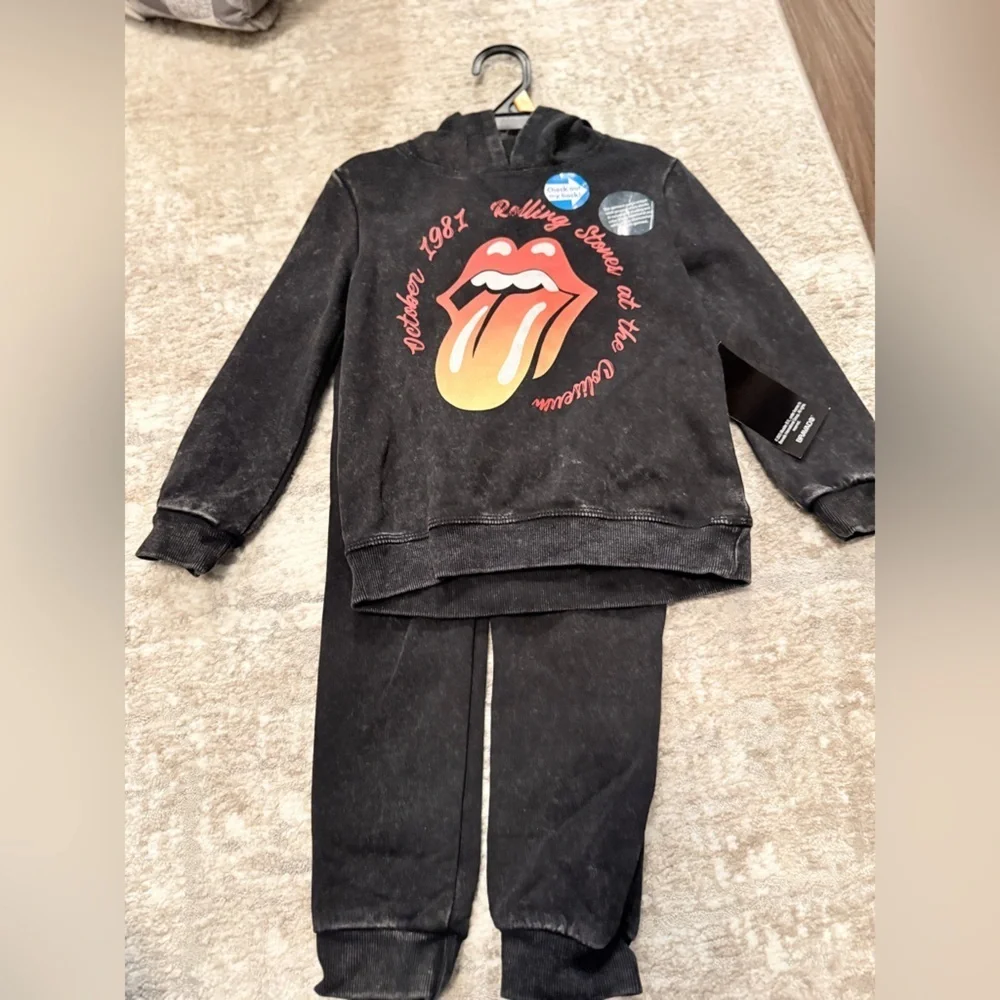 The Rolling Stones Black and Red Kids Matching Fleece Set size 4T-NWT